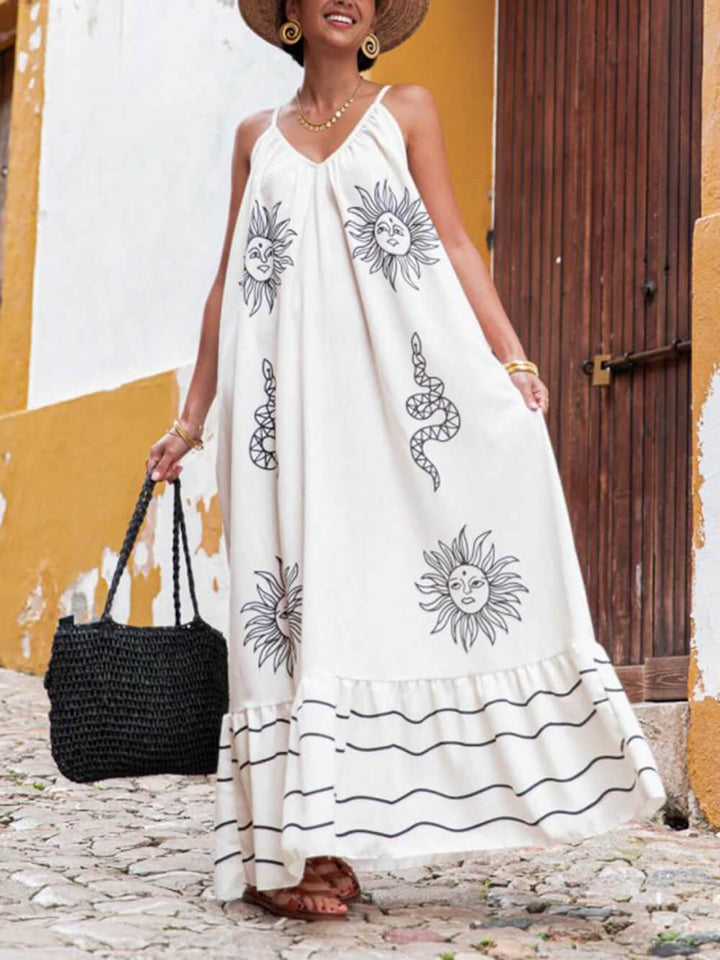 Rachel | Lockeres Maxikleid mit V-Ausschnitt