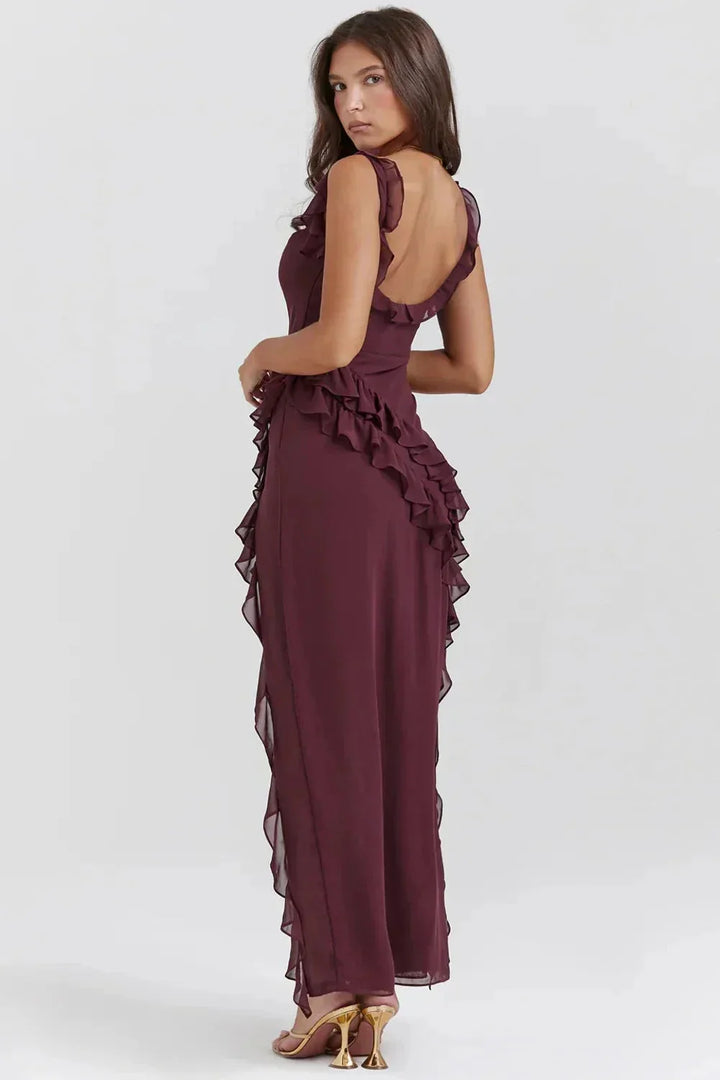 Shane | Elegantes Maxikleid mit Rüschenschlitz