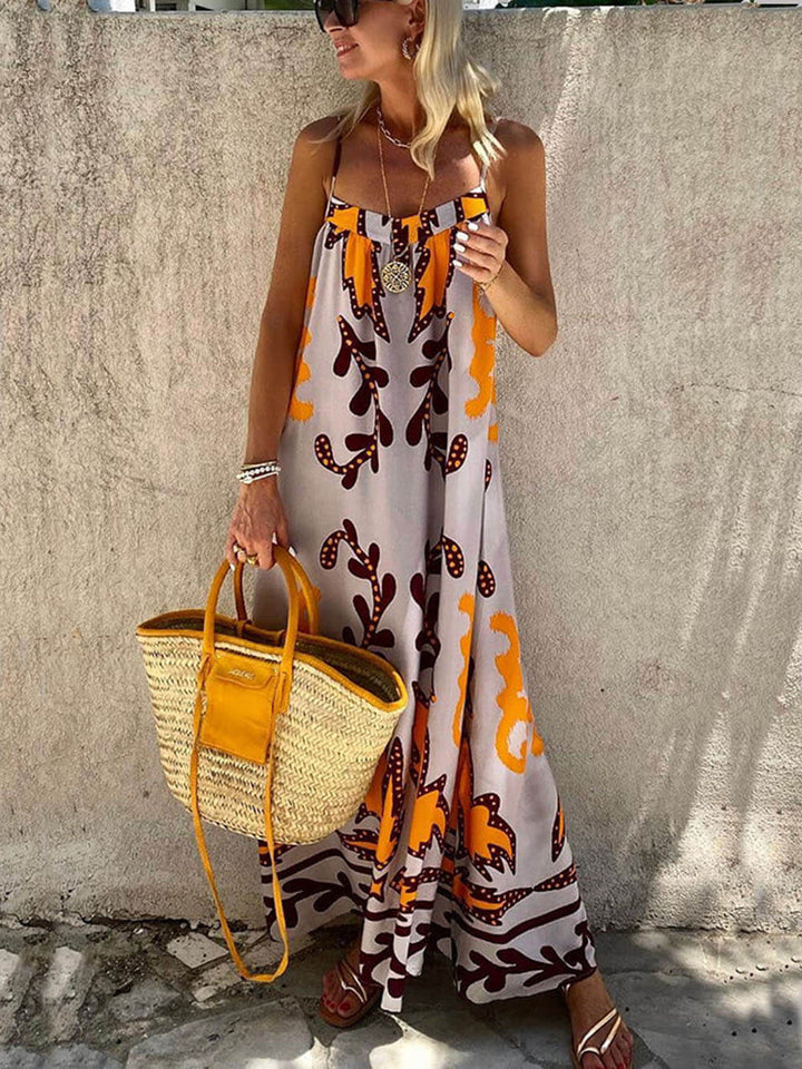 Charlie | Ärmelloses Maxikleid mit Print