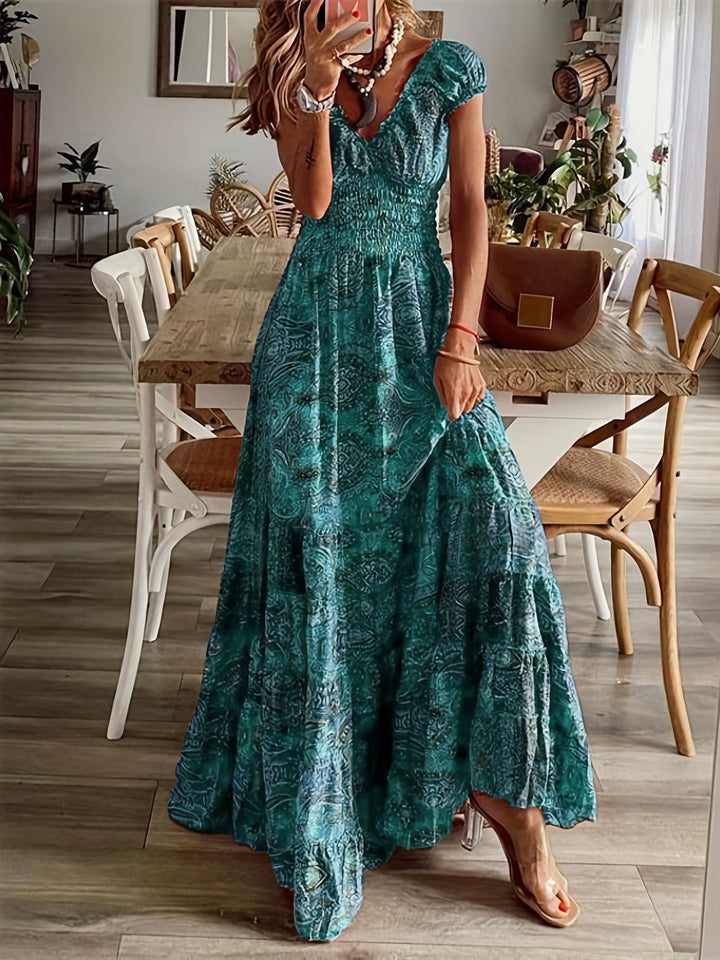 Ivy | Langes Kleid mit böhmischem V-Ausschnitt