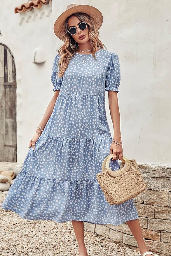 Esme | Kleid mit Leopardenmuster und Puffärmeln
