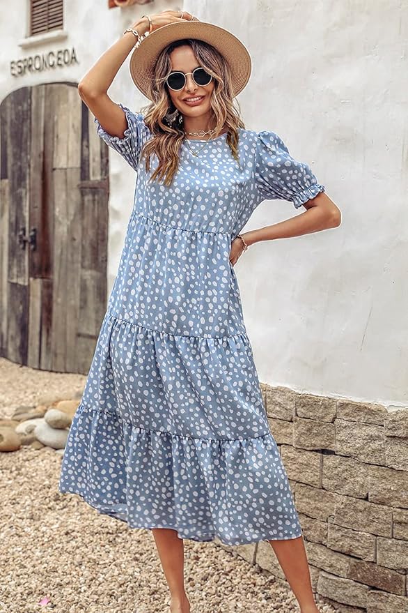 Esme | Kleid mit Leopardenmuster und Puffärmeln