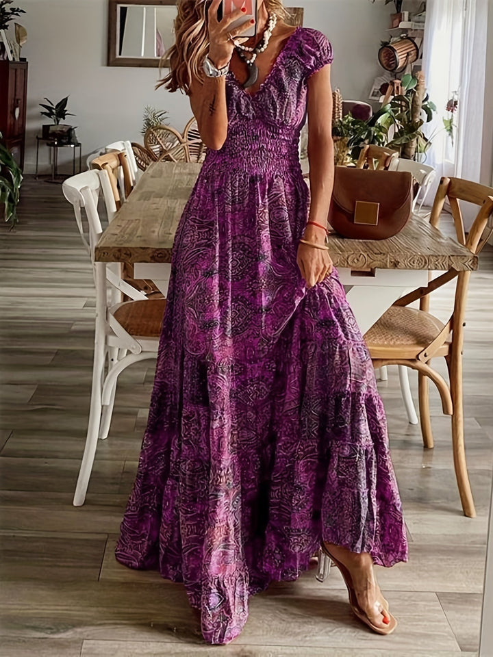 Ivy | Langes Kleid mit böhmischem V-Ausschnitt