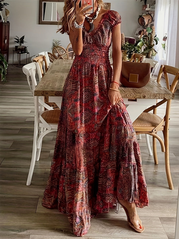 Ivy | Langes Kleid mit böhmischem V-Ausschnitt
