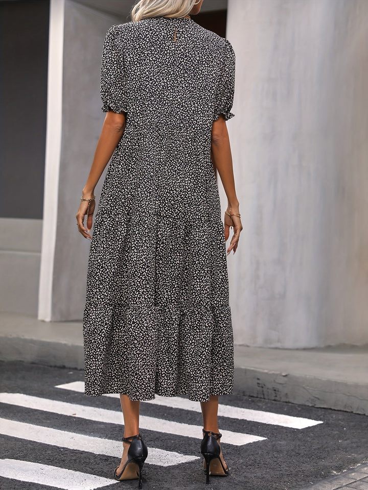 Esme | Kleid mit Leopardenmuster und Puffärmeln