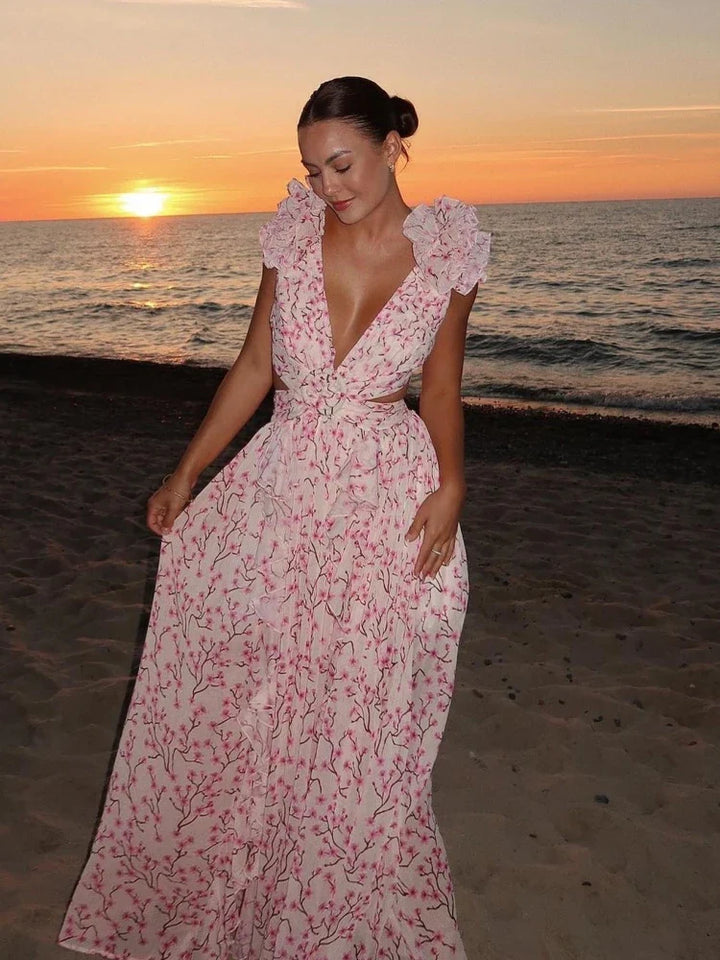 Lexi | Elegantes Rückenfreies Maxikleid mit Rüschen