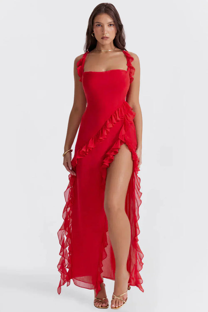 Shane | Elegantes Maxikleid mit Rüschenschlitz