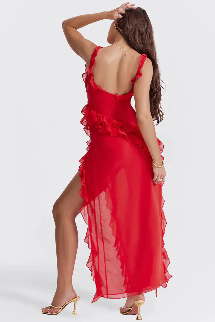 Shane | Elegantes Maxikleid mit Rüschenschlitz
