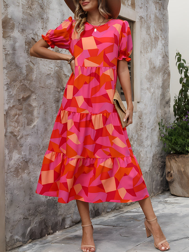 Esme | Kleid mit Leopardenmuster und Puffärmeln