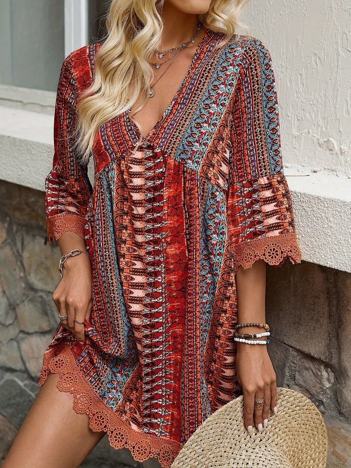 Sofie | V-Ausschnitt-Kleid mit Spitzendetail