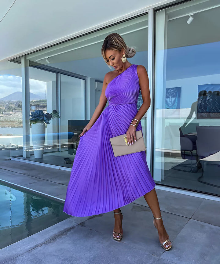 Marjorie | Elegantes One-Shoulder-Midikleid