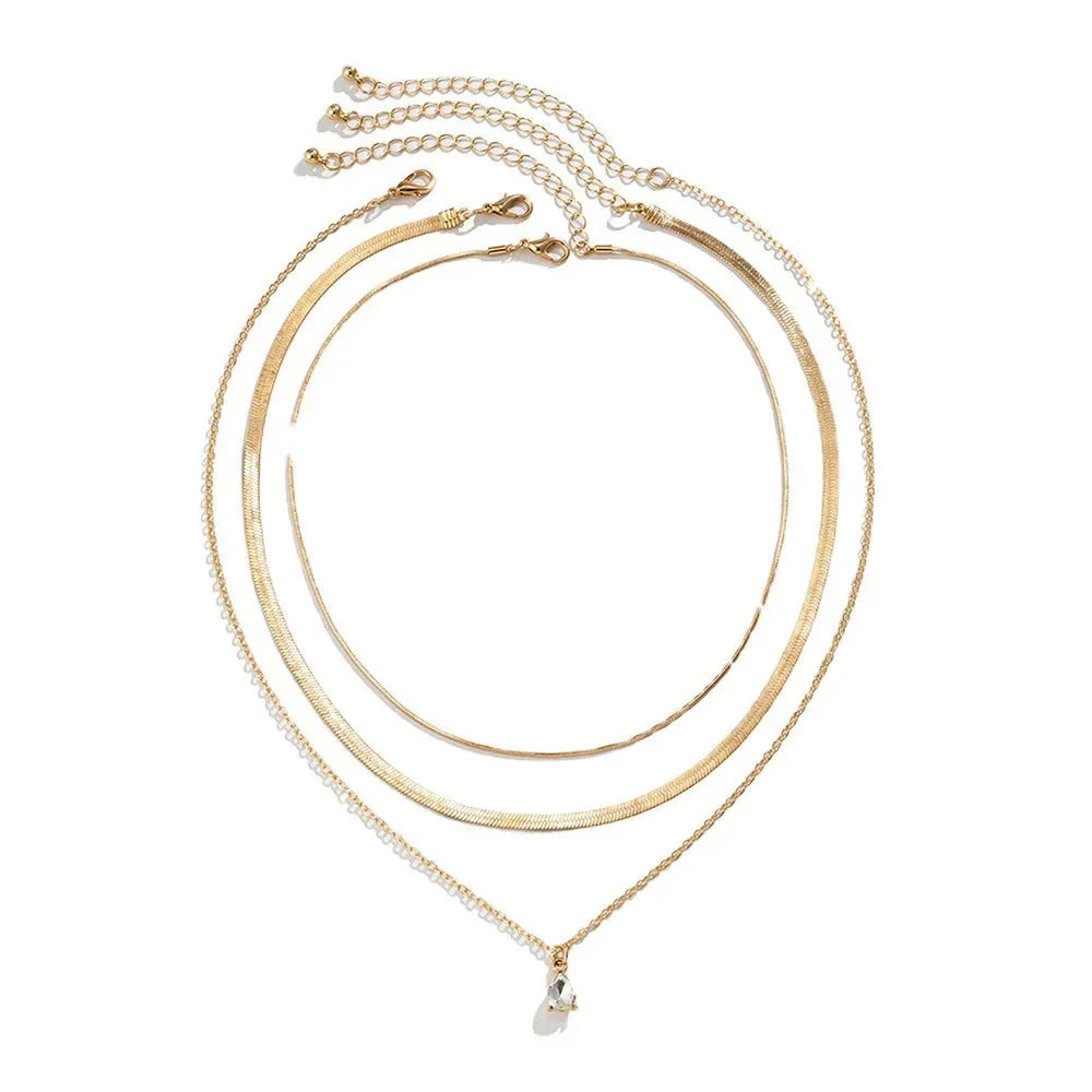 Raylee | Mehrschichtige Halskette mit Zirkonia-Anhänger aus Gold