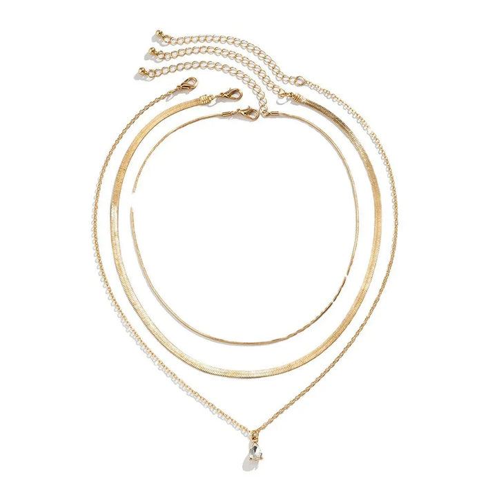 Raylee | Mehrschichtige Halskette mit Zirkonia-Anhänger aus Gold